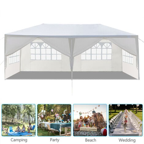 GROSMONDE Tente de réception Barnum 3x6m avec 6 parois amovibles,Tonnelle de jardin pour mariage et patio, blanc