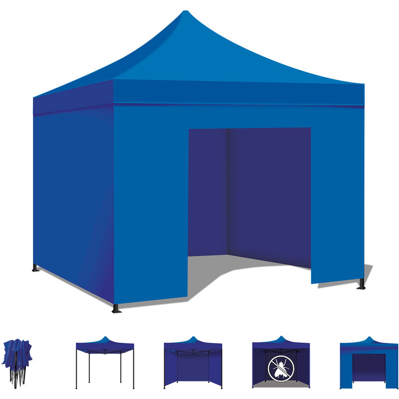 Frankystar - Taman Tente de réception / Gazebo de jardin 3X3 Marquise pliante étanche pour foires et marchés Couleur bleue