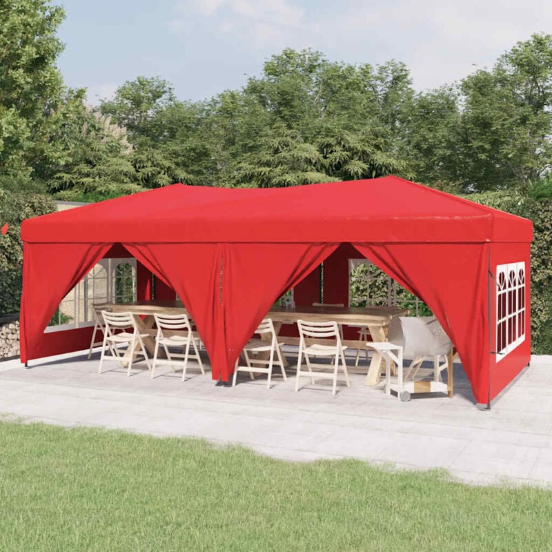 Vidaxl - Tente de réception pliable avec parois Rouge 3x6 m
