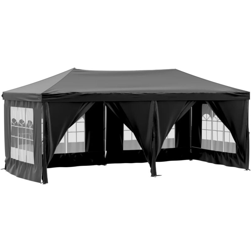 Vidaxl - Tente de réception pliable avec parois Noir 3x6 m