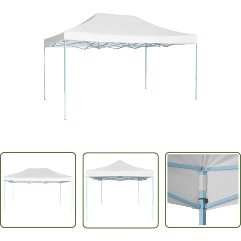 The Living Store Tente de réception pliable professionnelle 3x4 m Acier Blanc - Tente De Réception - Auvent Extérieur - Abri Jardin - Parasol