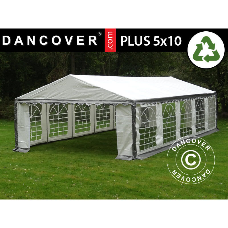 Dancover - Tente de réception plus 5x10m pe, Gris/Blanc