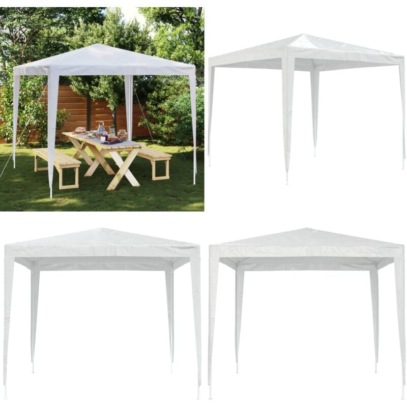 Tente de réception 2,5x2,5 m Blanc - Tente De Réception - Auvent - Abri Jardin - Parasol - Fête Extérieure - Home & Living