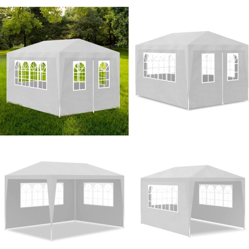 Tente de réception 3x4 m Blanc - Tente De Réception - Auvent Extérieur - Abri Jardin - Parasol - Fête Extérieure - Home & Living