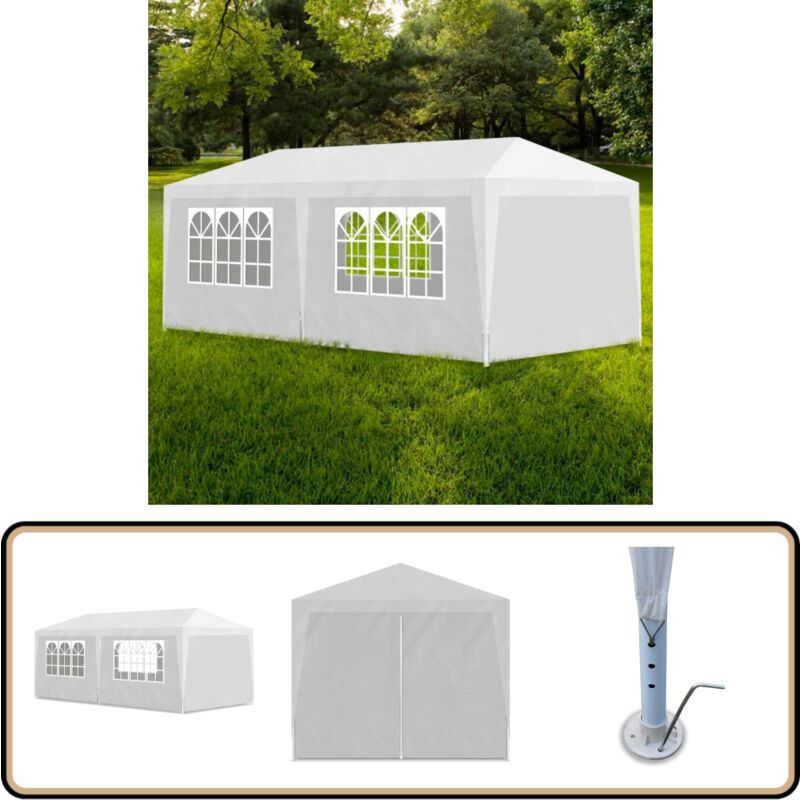 Tente de réception 3 x 6 m Blanc - Tents De Réception - Auvent Extérieur - Abri Jardin - Parasol - Fête Extérieure