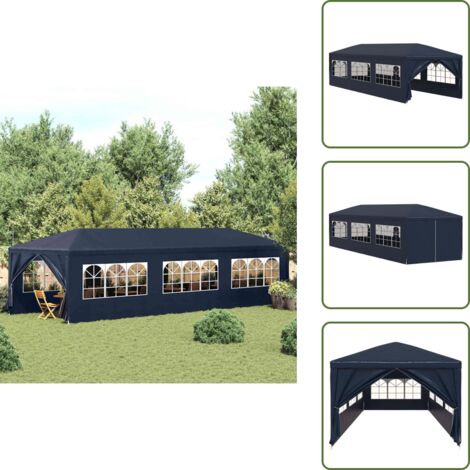 Tente de réception 3 x 9 m Bleu - Tents De Réception - Auvent Extérieur - Abri Jardin - Parasol - Fête Extérieure
