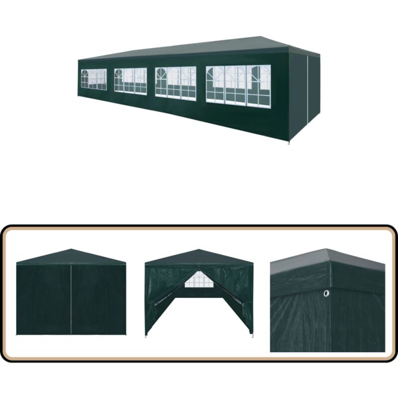 Tente de réception 3x12 m vert - Tents De Réception - Abri Jardin - Gazebo - Auvent Pliable - Terrasse Couverte