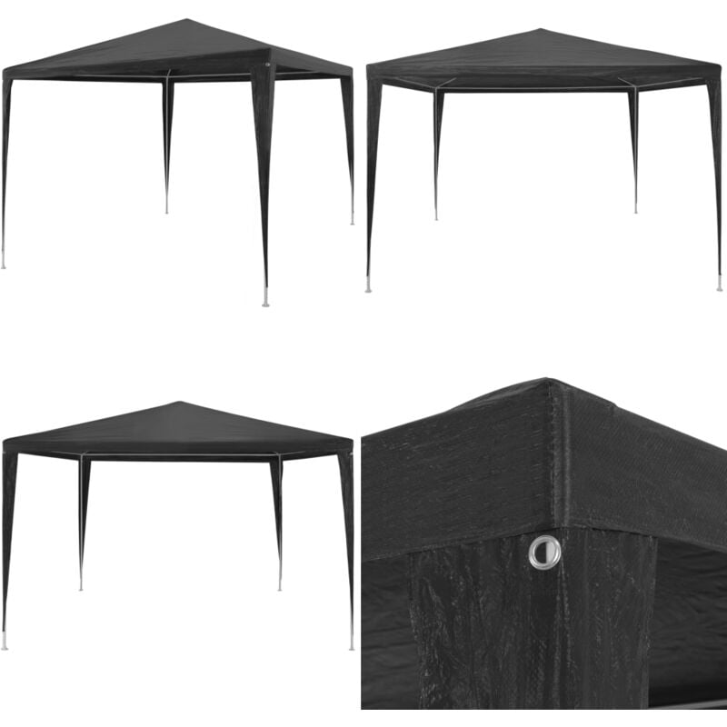 Tente de réception 3x3 m pe Anthracite - Tente De Réception - Abri Extérieur - Parasol - Gazebo - Auvent - Home & Living