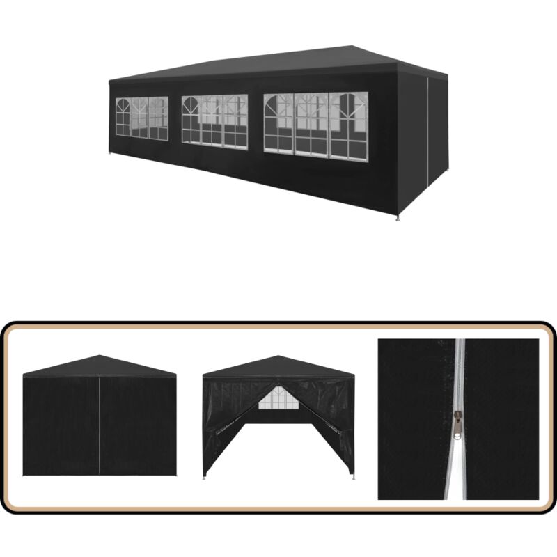 Tente de réception 3x9 m Anthracite - Tente De Réception - Abri Jardin - Gazebo - Parasol - Auvent
