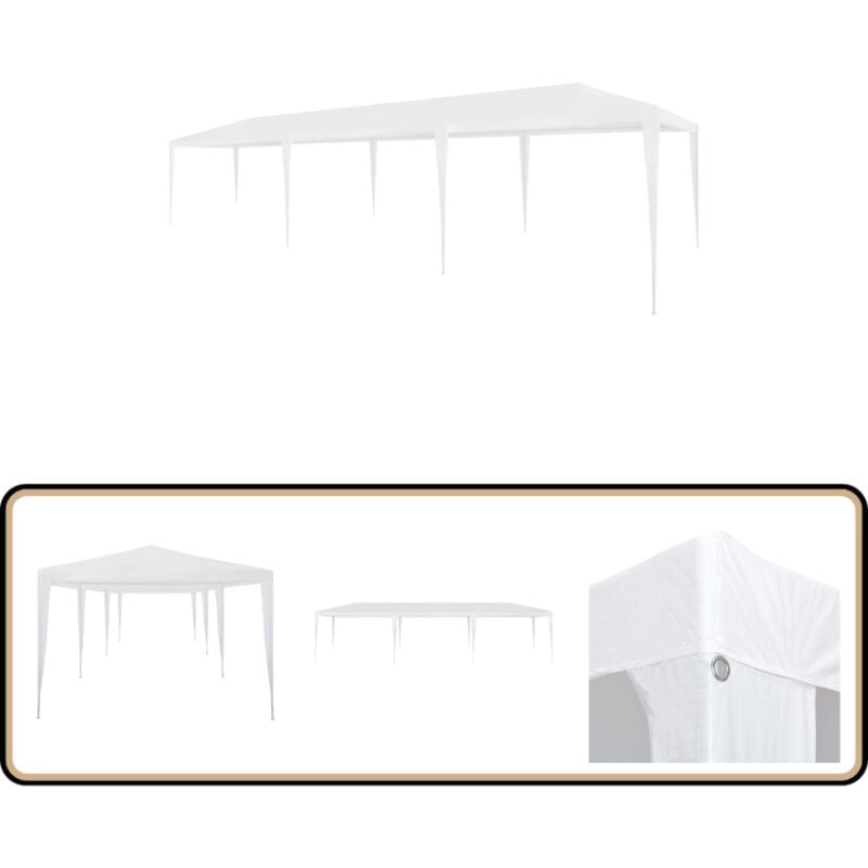 Tente de réception 3x9 m pe Blanc - Tente De Réception - Abri Extérieur - Gazebo - Parasol - Auvent