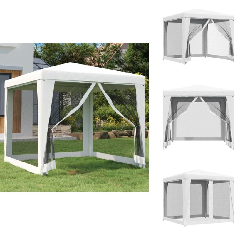 Vidaxl - Tente de réception 4 parois latérales en maille 2,5x2,5 m Blanc - Tente De Réception - Abri Extérieur - Parasol - Fête - Mariage