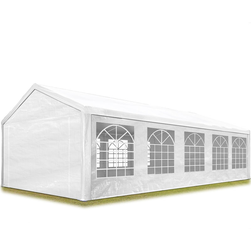 Tente de réception 4x10 m pavillon Blanc bâche PE épaisse d'env.180g/m² imperméable Tente de Jardin