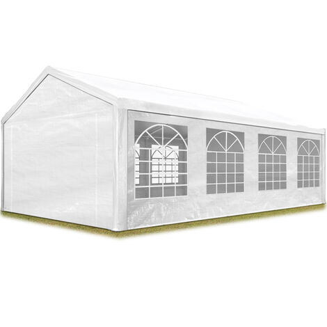 Tente de réception 4x8 m pavillon Blanc bâche PE 350 N imperméable Tente de Jardin - blanc