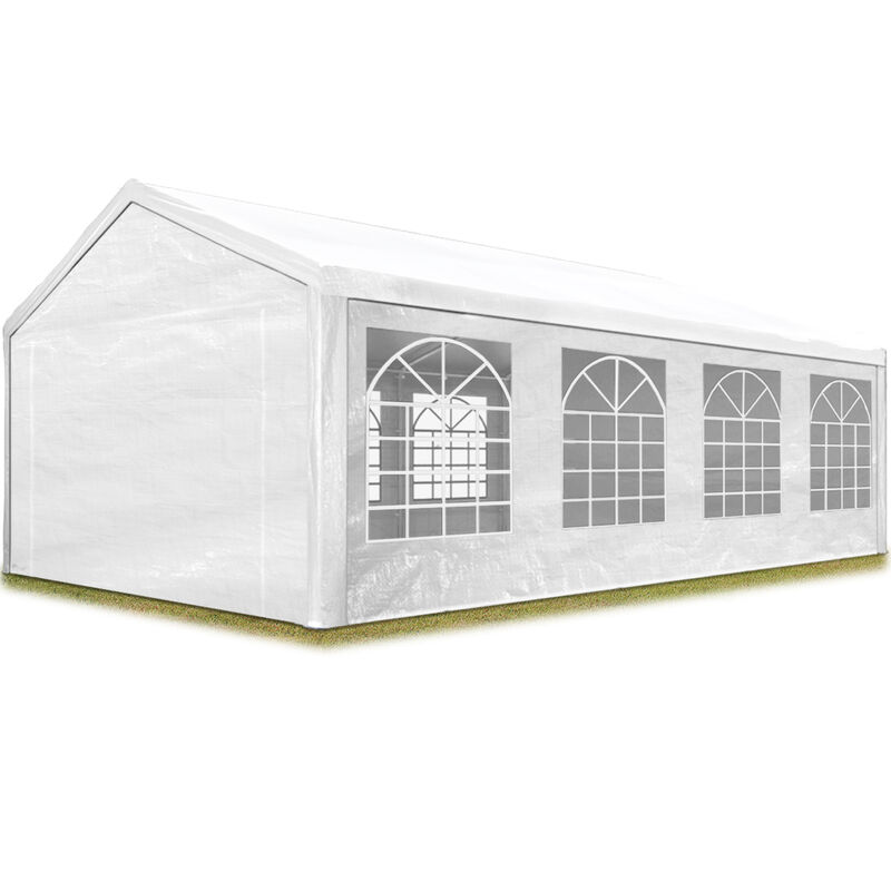 Intent24 - Tente de réception 4x8 m pavillon barnum Blanc bâche pe 350 n imperméable Tente de Jardin - blanc