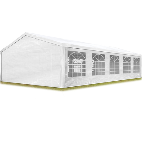 Tente de réception 5x10 m pavillon blanc bâche PE 350 N imperméable tente de jardin - blanc
