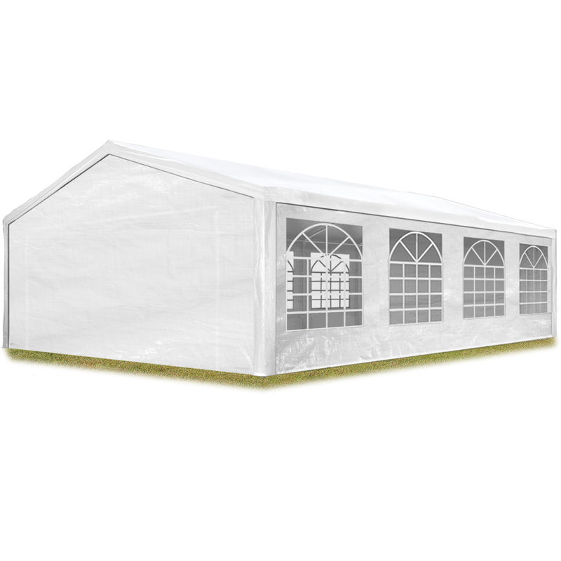 Tente de réception 5x8 m pavillon Blanc bâche PE épaisse d'env.180g/m² imperméable Tente de Jardin