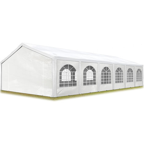 CARPASOL Tente de réception 6x12 m, Toile de Haute qualité barnum 450 N PE Blanc Construction en Acier galvanisé avec raccordement par vissage