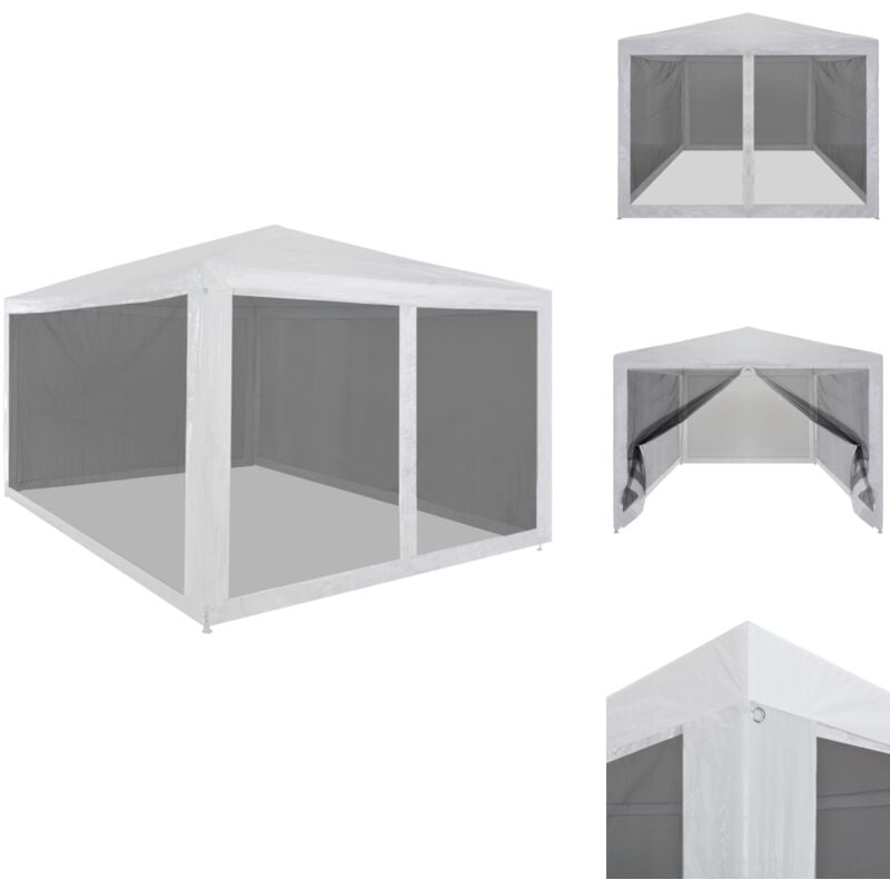 Tente de réception avec 4 parois en maille 4 x 3 m - Tente De Réception - Auvent - Parasol - Structure Extérieure - Événement En Plein Air