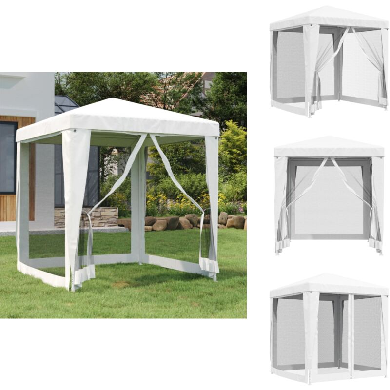 Tente de réception avec 4 parois latérales en maille 2x2m Blanc - Tents Reception - Abri Jardin - Tente Extérieure - Structure Exterieure - Tente