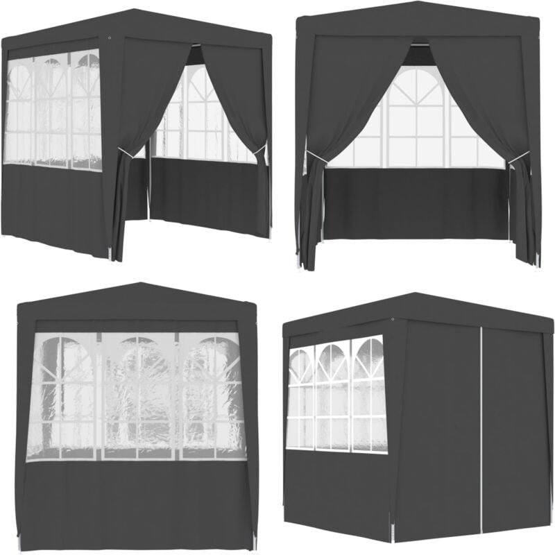 Tente de réception avec parois 2,5x2,5 m Anthracite 90 g/m² - Tents De Réception - Abri Jardin - Gazebo - Chapiteau Pliable - Parasol Géant - Home &