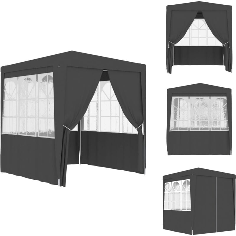 Tente de réception avec parois 2,5x2,5 m Anthracite 90 g/m² - Tents De Réception - Abri Jardin - Gazebo - Chapiteau Pliable - Parasol Géant