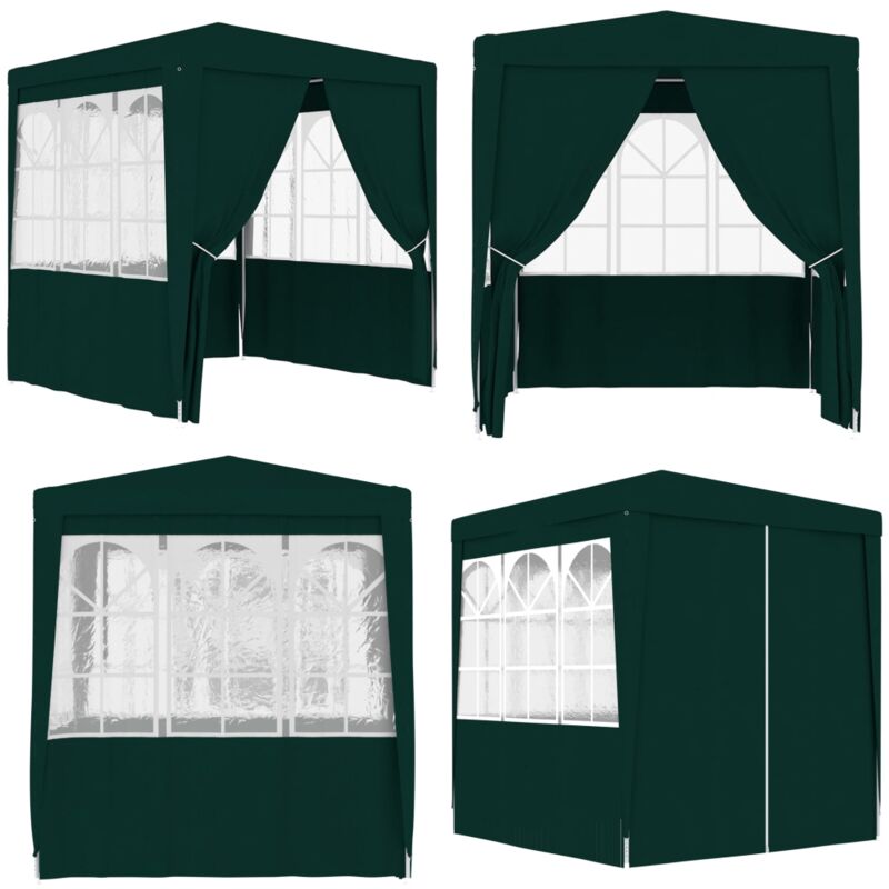Tente de réception avec parois latérales 2,5x2,5 m Vert 90 g/m² - Tente De Réception - Abri Jardin - Gazebo - Parasol - Auvent - Home & Living