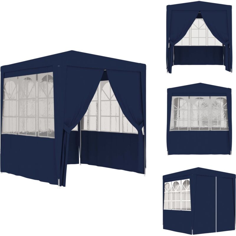 Tente de réception avec parois latérales 2x2 m Bleu 90 g/m² - Tents De Réception - Abri Jardin - Gazebo - Parasol - Chapiteau Pliable
