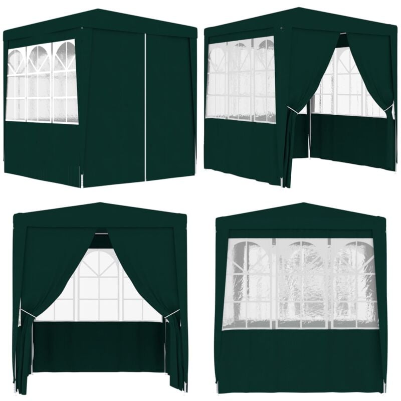 Tente de réception avec parois latérales 2x2 m Vert 90 g/m² - Tente De Réception - Abri Jardin - Gazebo - Parasol - Fête Extérieure - Home & Living