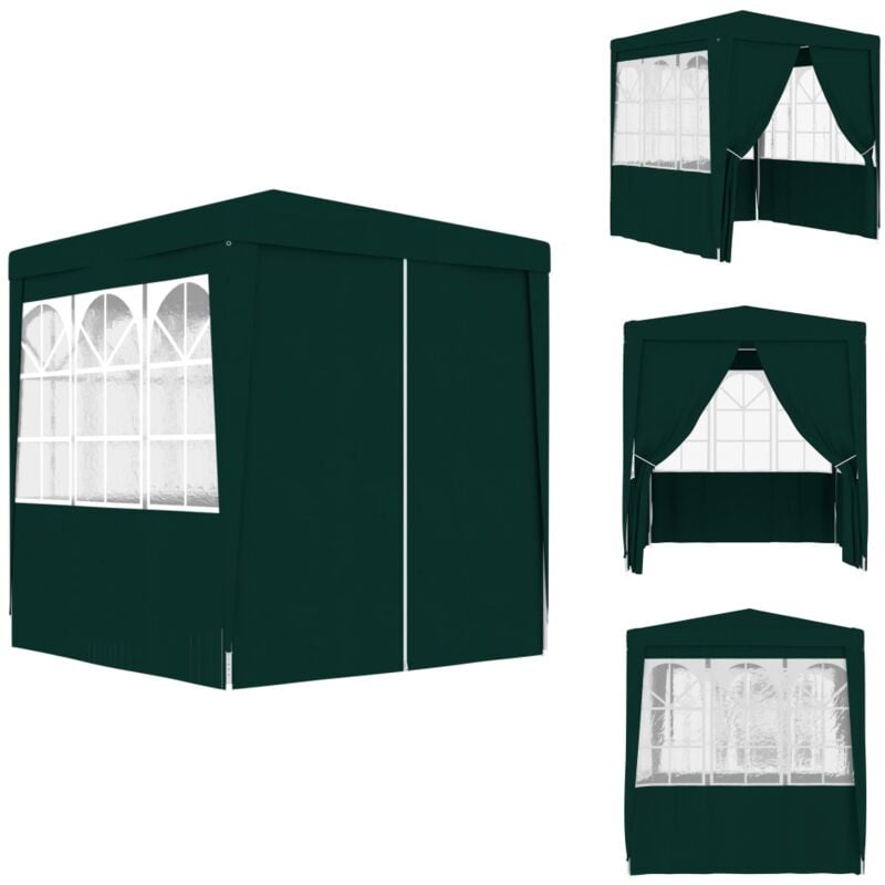 Tente de réception avec parois latérales 2x2 m Vert 90 g/m² - Tente De Réception - Abri Jardin - Gazebo - Parasol - Fête Extérieure