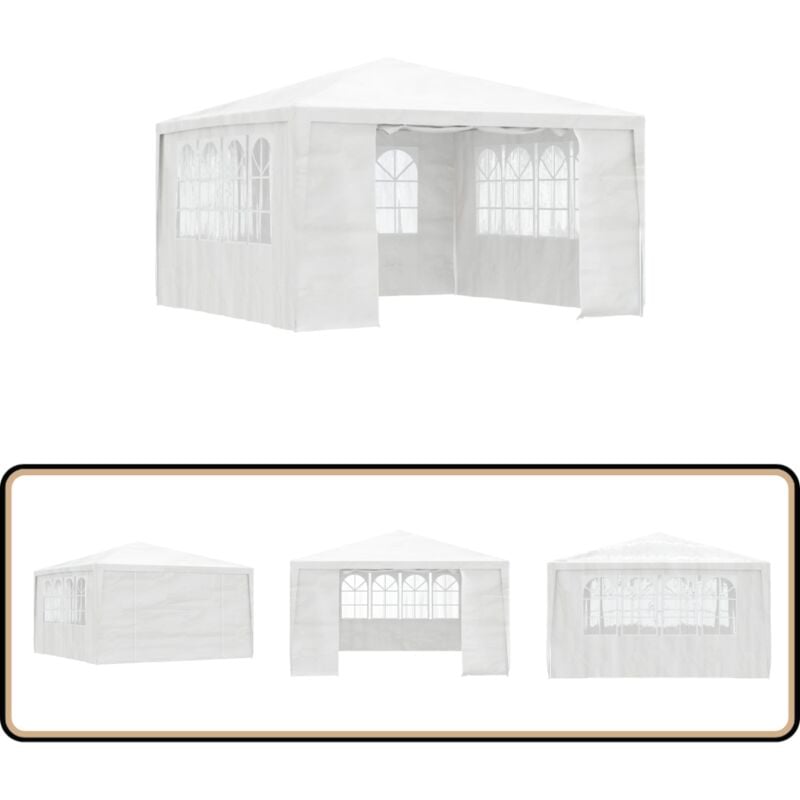 Tente de réception avec parois latérales 4x4 m Blanc 90 g/m² - Tente De Réception - Abri Jardin - Gazebo - Parasol - Auvent