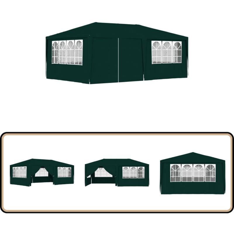 Tente de réception avec parois latérales 4x6 m Vert 90 g/m² - Tents De Réception - Tente Extérieure - Abri Jardin - Gazebo - Parasol