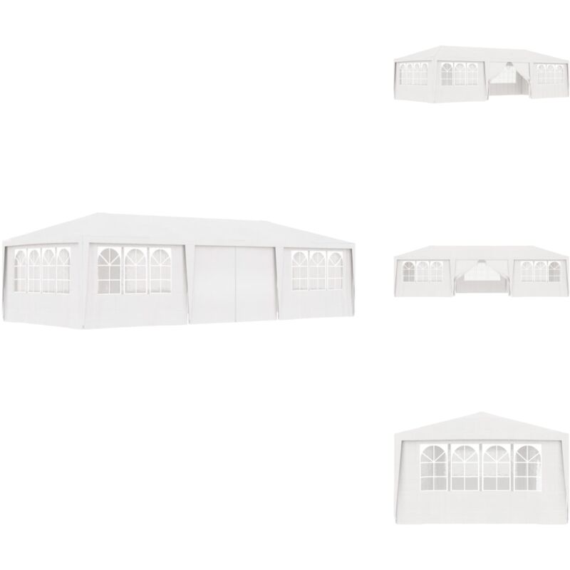 Tente de réception avec parois latérales 4x9 m Blanc 90 g/m² - Tente De Réception - Abri Extérieur - Gazebo - Parasol - Fête En Plein Air