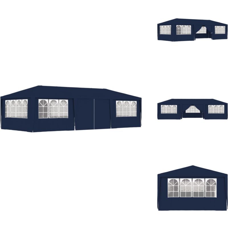 Tente de réception avec parois latérales 4x9 m Bleu 90 g/m² - Tente De Réception - Abri Jardin - Gazebo - Parasol - Auvent