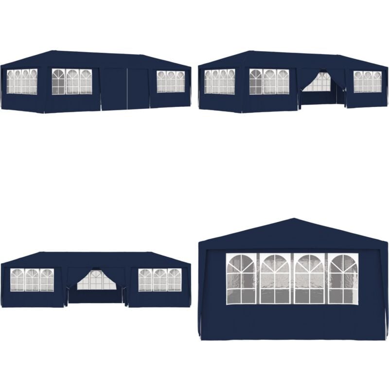 Tente de réception avec parois latérales 4x9 m Bleu 90 g/m² - Tente De Réception - Abri Jardin - Gazebo - Parasol - Auvent - Home & Living