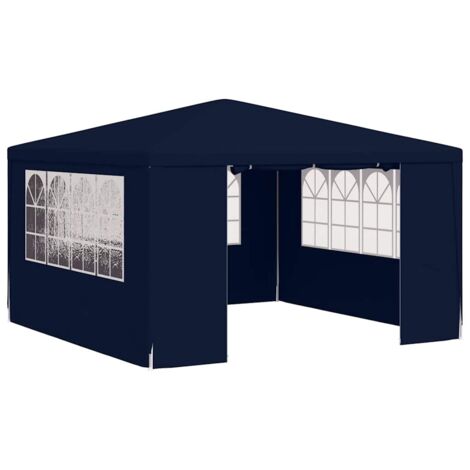 Tente de réception avec parois latérales, Tonnelle de Jardin, Pergola Pavillon Chapiteau 4x4 m Bleu 90 g/m² FCV82946