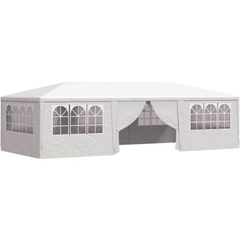 Tente de réception avec parois latérales, Tonnelle de Jardin, Pergola Pavillon Chapiteau 4x9 m Blanc 90 g/m² FCV64700