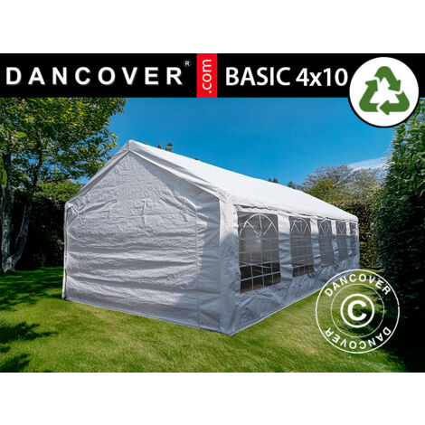 Tente de réception Basic 4x10m PE 500, Blanche