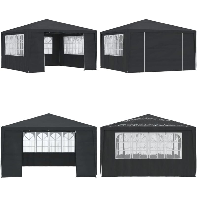 Tente de réception et parois latérales 4x4 m Anthracite 90 g/m² - Tente De Réception - Abri Jardin - Gazebo - Parasol - Auvent - Home & Living