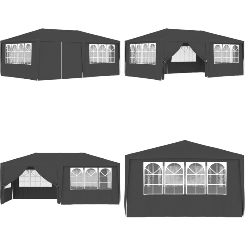 Tente de réception et parois latérales 4x6 m Anthracite 90 g/m² - Tents De Réception - Abri Jardin - Gazebo - Auvent Pliable - Parasol - Home & Living