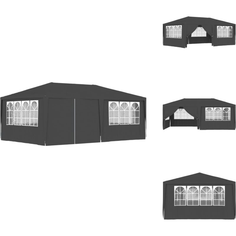 Tente de réception et parois latérales 4x6 m Anthracite 90 g/m² - Tents De Réception - Abri Jardin - Gazebo - Auvent Pliable - Parasol