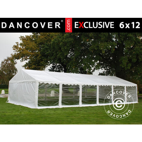 Tente de réception Exclusive 6x12m PVC 900, Blanc, Panorama