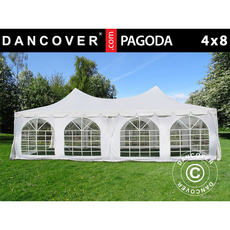 Tente de réception Pagoda 4x8m, Blanc