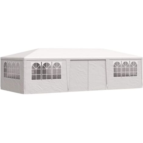 Tente de réception, Pavillon, Pergola, Tente de jardin, avec parois latérales 4x9 m Blanc 90 g/m² OIB2364E