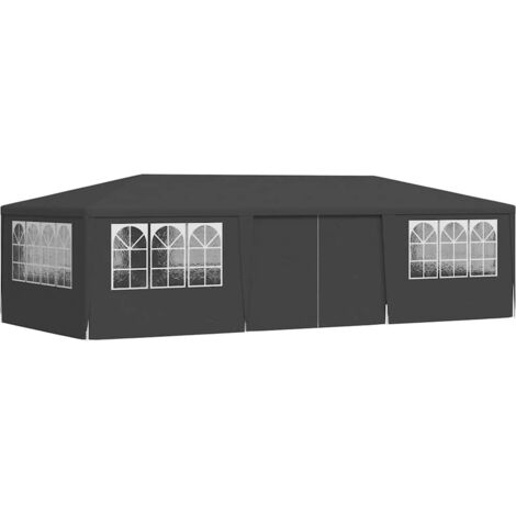 Tente de réception, Pavillon, Pergola, Tente de jardin, et parois latérales 4x9 m Anthracite 90 g/m² OIB2342E