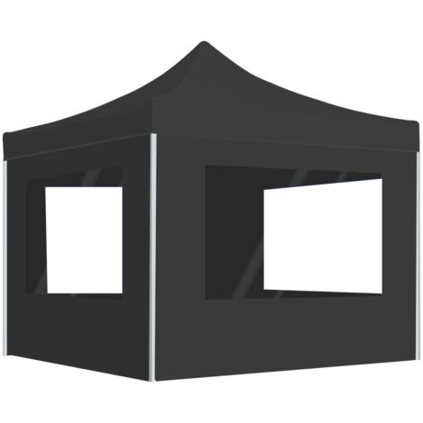 Tente de réception pliable à parois Aluminium 3 x 3m Anthracite vidaXL