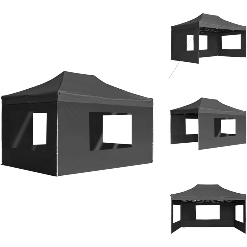 Tente de réception pliable à parois Aluminium 4,5x3m Anthracite - Tents De Réception - Tente Extérieure - Abri Solaire - Abri Jardin - Parasol