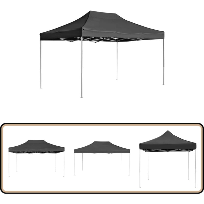 Tente de réception pliable Aluminium 4,5x3 m Anthracite - Tents De Réception - Tente Extérieure - Abri Solaire - Abri Jardin - Parasol Géant
