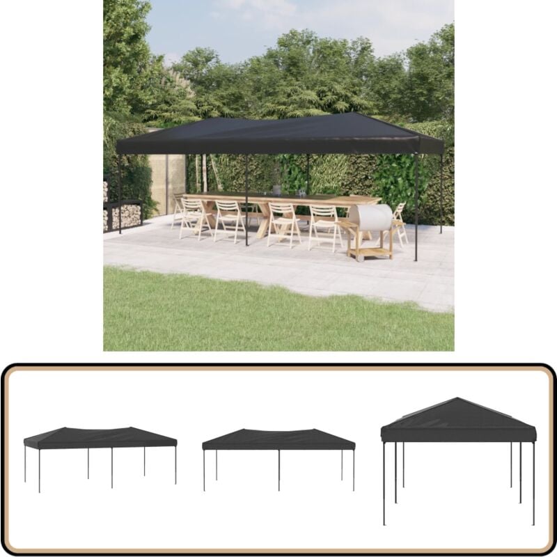 Tente de réception pliable Anthracite 3x6 m - Tente De Réception Pliablle - Abri Extérieur - Parasol - Chapiteau Pliable - Fête De Jardin