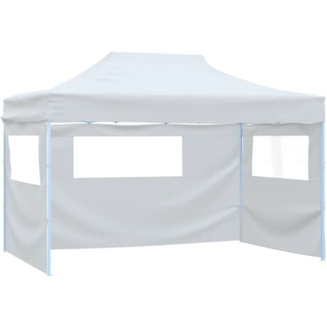 Tente de réception pliable avec 3 parois 3x4 m Acier Blanc vidaXL