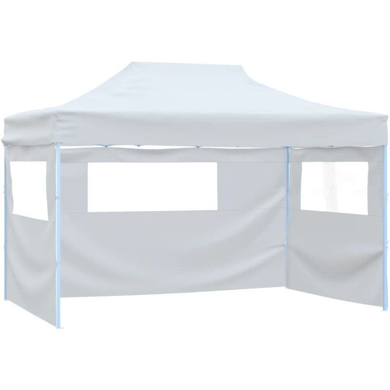 Tente de réception pliable avec 3 parois 3x4 m Acier Blanc Vidaxl